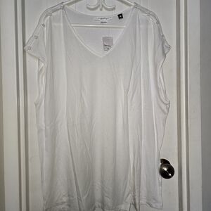 Penningtons White V-Neck Top Cap Sleeve